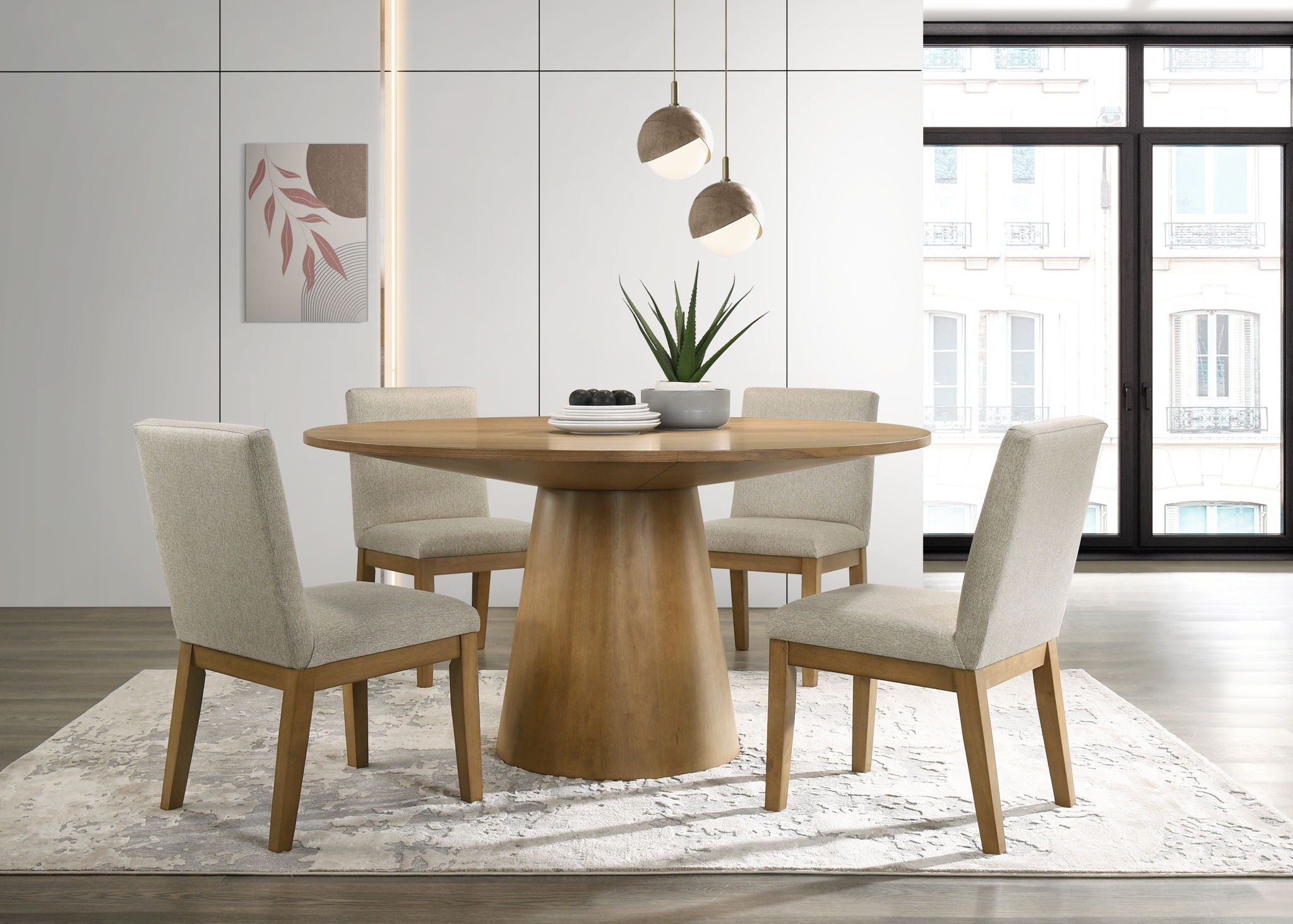 Jasper - Wide Contemporary Round Dining Table Set – Alpine Outlets