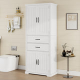 Storage Cabinet With Adjustable Shelves, 2 Drawers, Doors