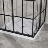 Corner Shower Door, Shower Enclosure With Dual Sliding Doors - Matte Black