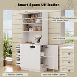 Pantry Cabinet With Hydraulic Flip Top And USB Charging Port