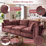 Modern Sectional Sofa U-Shaped With Movable Ottoman Storage Armrests And USB Ports