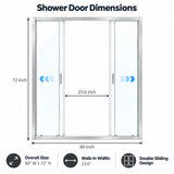 Framed Double Sliding Shower Door With Dual Handles