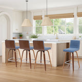 Vienna - Modern Counter Height Swivel Bar Stool - Walnut Finished Wood Frame