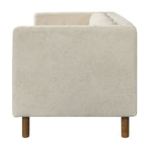 3 Seater Sofa With Square Arms, Tufted Pillow Back For Living Room