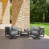 Cayman - Black Aluminum Outdoor Round Conversation Table With Wicker Shelf