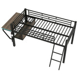 Gaming - Twin Loft Bed With Desk And LED - Black