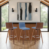 Vienna - Modern Swivel Bar Height Stool - Walnut Finished Wood Frame