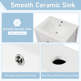 Freestanding Bathroom Vanity With Sink, Soft Closing Cabinet And Drawers - White