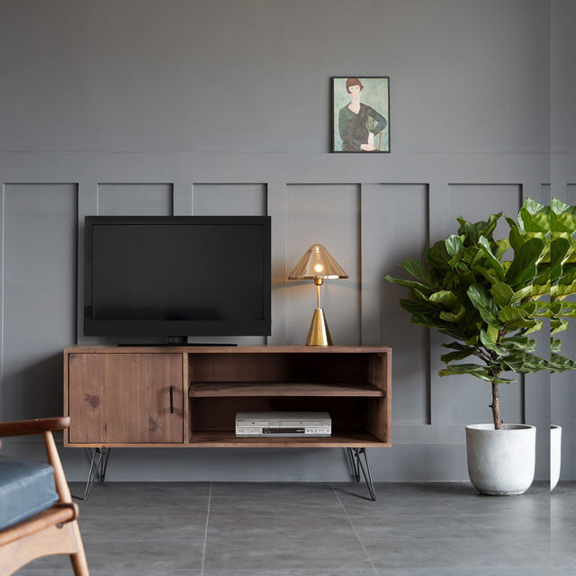 Simple, Modern, Vintage Reclaimed Wood TV Stand Media Table For Living Room - Natural - TV Stands - Alpine Outlets