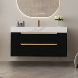 Bathroom Vanity With Undermount Sink, 4 Drawers Storage, Free Standing / Wall Mounted - Black / White
