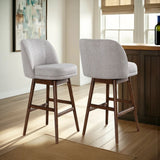 Sadie - Solid Wood Upholstered 30" Bar Height Swivel Barstool