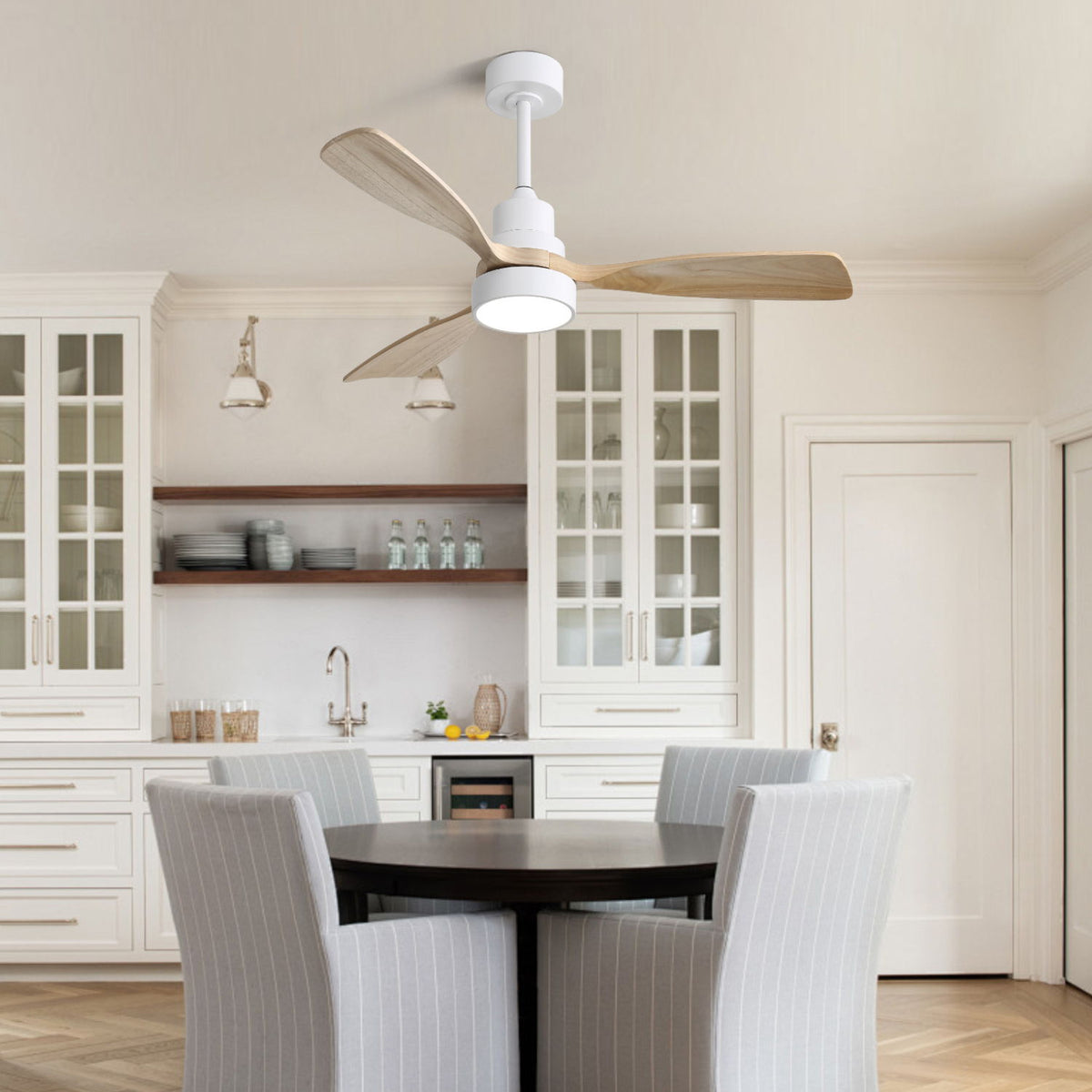 Indoor Ceiling Fan With Dimmable LED Light, 6 Speed Remote ControlLED DC Motor, Reversible Blades