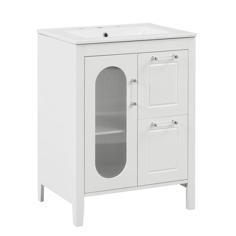 Modern Bathroom Vanity With Sink, Cabinet With 2 Drawers And Door, Adjustable Shelf