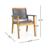 5 Piece Outdoor Dining Set With Table And Arm Chairs - Dark Gray / Light Teak / Teak