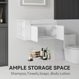 Floating Bathroom Vanity Cabinet, Soft Close Double Drawers, Open Side Storage, Wall Mounted, Cabinet Only