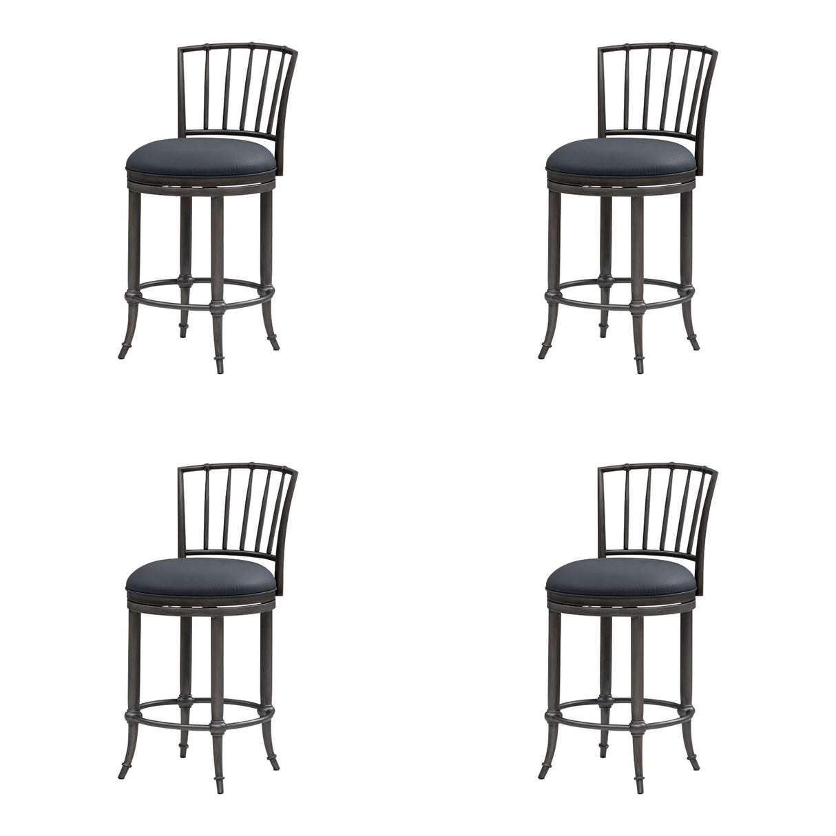Vince - Commercial Grade Steel Frame Faux Leather Upholstered Swivel Counter Height Barstool