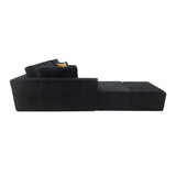 Upholstered Sectional With 2 Moveable Ottomans - Black
