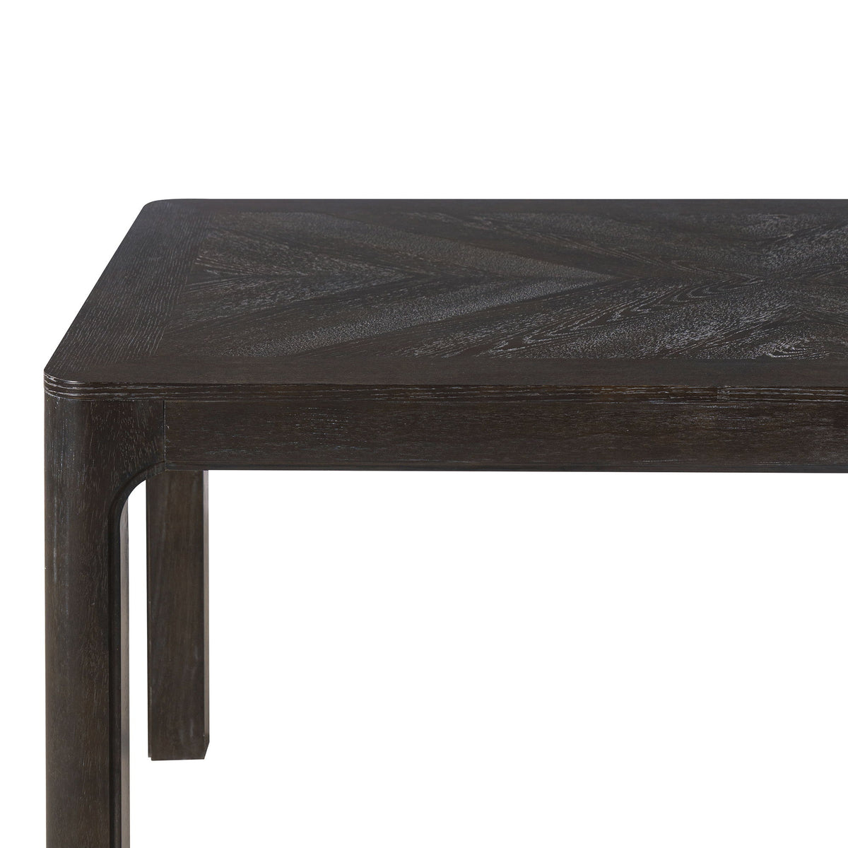 Rectangular Dining Table With Parquet Top, Rounded Corners