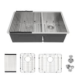 Modern Double Bowl Undermount Kitchen Sink 50 / 50 Design Stainless Steel