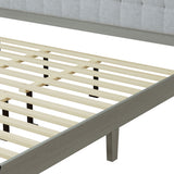 Mid Century Modern Platform Bed With Upholstered Headboard