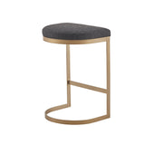 Counter Stool With Upholstered Seat, Metal Base - Charcoal / Antique Gold