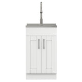Modern Shaker All-In-One Laundry Utility Sink And Cabinet With Pull-Out Faucet