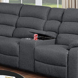 Manual Motion Reclining Loveseat 3 Piece Sectional Set With Console Storage And Cup Holders