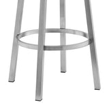 Lorin - 30" Faux Leather And Brushed Stainless Steel Swivel Bar Stool - Black