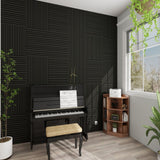 Acoustic Panels With Strip Design, Sound Absorbing Wall & Ceiling Panels (Set of 4) - Matt Black
