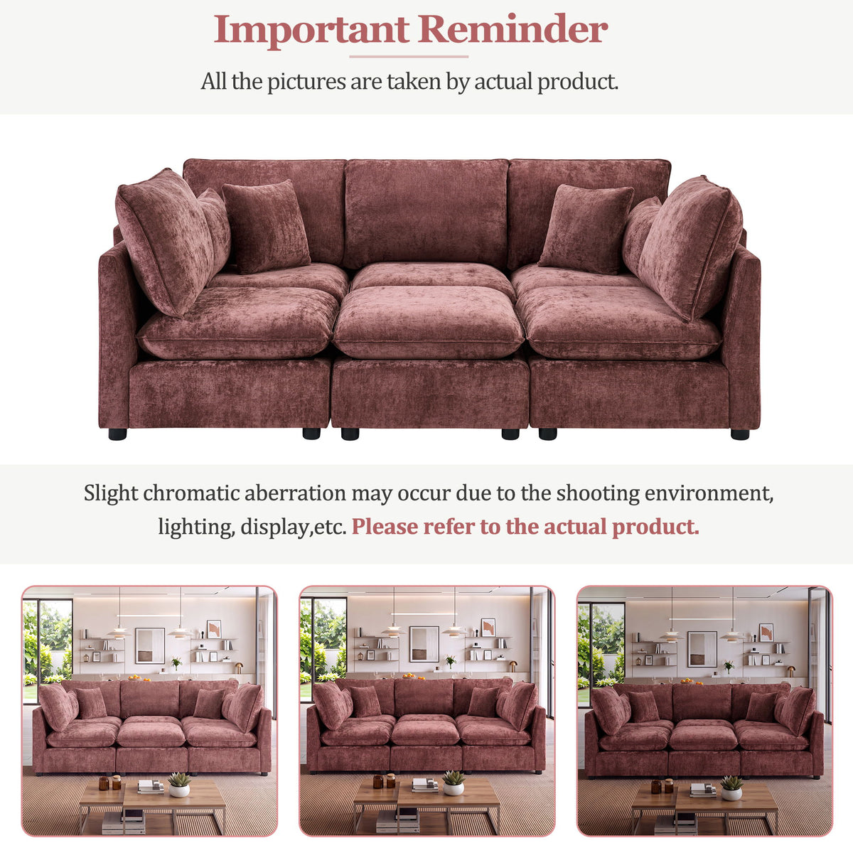 Modern Sectional Sofa U-Shaped With Movable Ottoman Storage Armrests And USB Ports