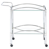 Porch & Den - 2 Tier Rectangular Glass Shelf Bar Cart With Glass - Chrome