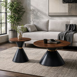 2 Piece Round Coffee Table Set For Living Room