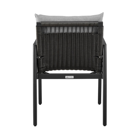 Cayman - Outdoor Patio Dining Chairs With Arms In Aluminum With Gray Cushions - (Set Of 2)