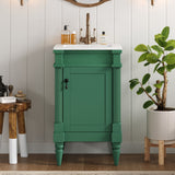 Bathroom Vanity With Sink, Compact Storage Cabinet With Door, Adjustable Shelf, Rectangular Style - Green