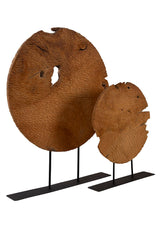 Teak Sculpture Set (Set of 2) - Dark Brown