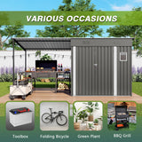 Lean To Shed With Open Sided Pergola, Outdoor Storage Shed & Attached Hardtop Gazebo Combo - Gray