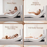 Caron 4.0 - Queen Size Adjustable Bed Frame With Wireless Remote Control, Head And Foot Incline, Massage Function - Black / Gray
