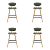 Fox - Counter Height Curved Back Wood Bar Stool With Faux Leather Seat