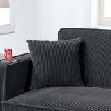 Modern Convertible Sofa With Hidden Storage USB Port, Cup Holder