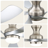 52" Ceiling Fan With 3 Color Dimmable LED Light, DC Reversible Motor, 6 Speed Settings