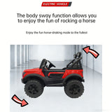 Kids Electric Ride On Car With Remote Control, LEd Lights, Music Player, Swing Function, 4 Wheel Shock Absorption - Red