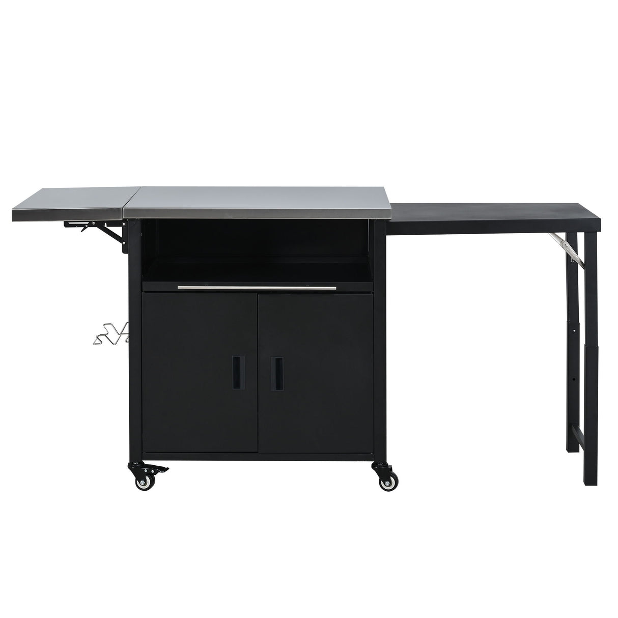 Foldable Outdoor Prep Station BBQ Cart With Trash Rack