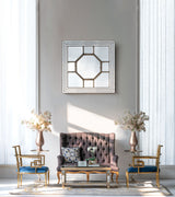 Antique Style Decorative Square Wall Mirror With Mirrored Frame, Wall Decor For Living Room Entryway, Console Lean Against Wall - Silver - Wall Mirrors - Alpine Outlets