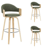 Daxton - Swivel Bar Height Round Back Wood Bar Stool With Faux Leather Seat