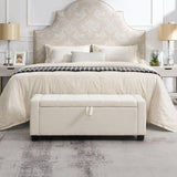 Upholstered Storage Ottoman Bench With Button Tufting And Safety Hinge