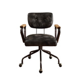 Hallie - Top Grain Leather Office Chair - Vintage Black