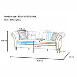3 Seater Sofa With Rolled Arms, Vertical Channel Tufted Backrest