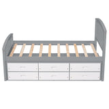 Platform Storage Bed Solid Wood Bed With 6 Drawers