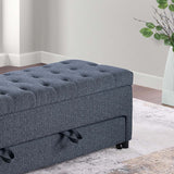 Storage Ottoman With Tufted Seat And Underseat Drawer