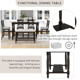 Counter Height Dining Set With Shelf, 4 Chairs And Bench